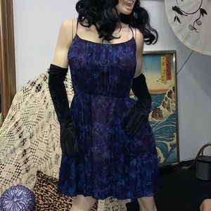 VINTAGE MR MORT WATERCOLOR BLUE PRINT PARTY DRESS